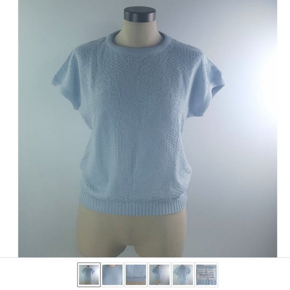 Vintage Blouson Ribbed Blouse by Tradition Sears Blue Women Top Sz Small - Picture 1 of 6